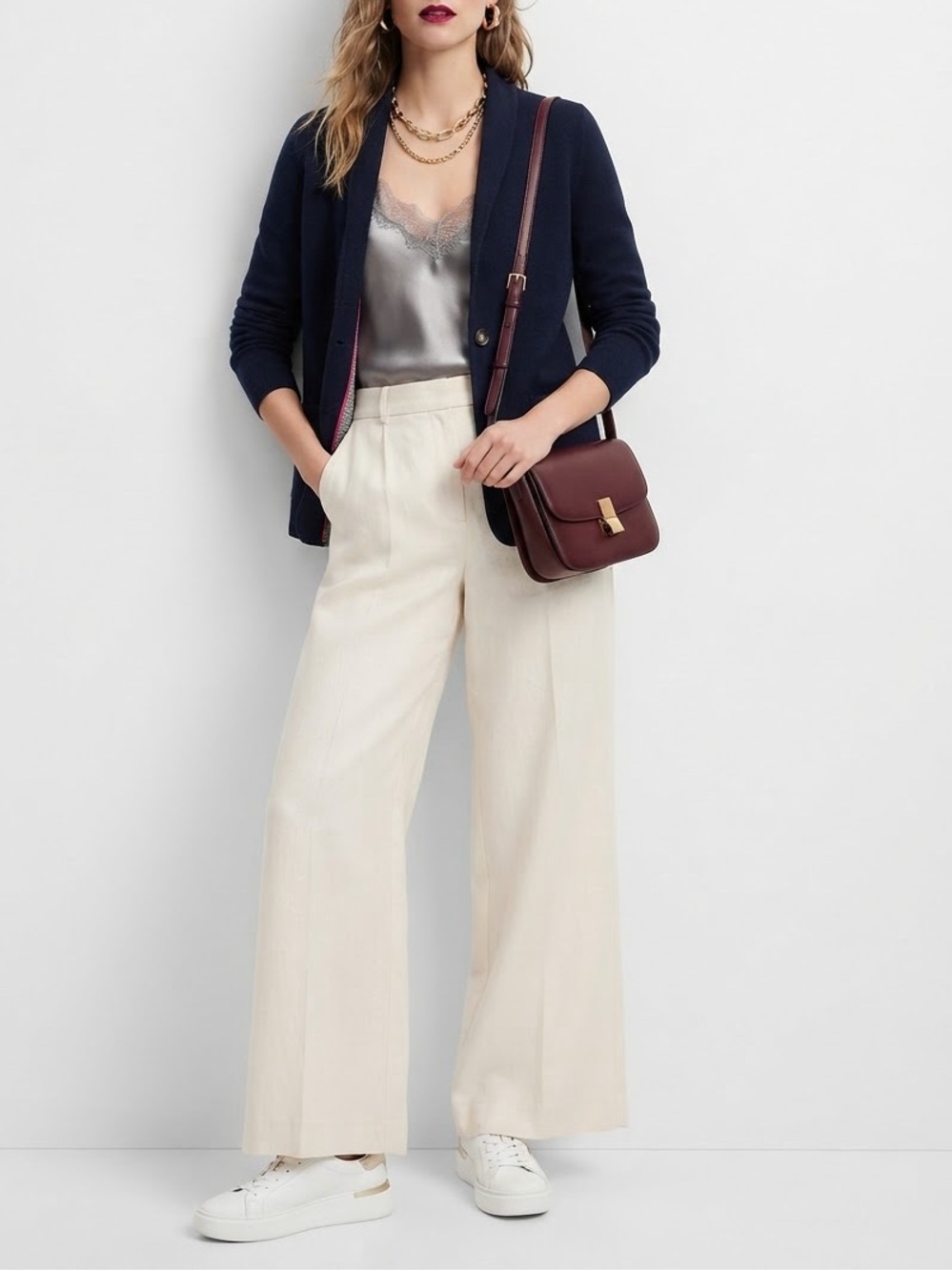 Banana Republic Navy Blazer with Pink Trim